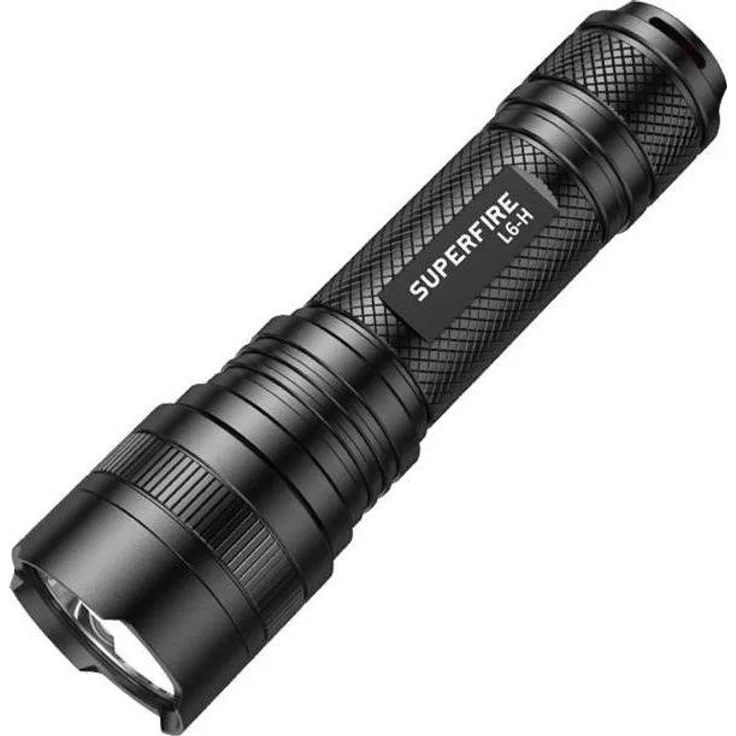 Superfire L6-H, Taschenlampe mit 750 lm, 15 W, USB-C, IP46 wasserdicht, 5 Lichtmodi