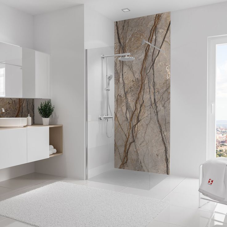 Schulte Duschrückwand 'DecoDesign', kastanienfarben, 100 x 255 cm, Aluminiumverbundplatte, kratz- und abriebfest, einfache Montage