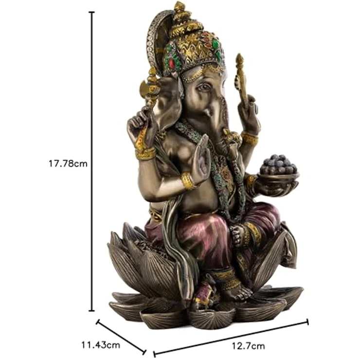 Ganesh (Ganesha) Hindu Elephant God of Success Real Bronze Powder Cast Statue, 7 1 4-inch by Veronese – Bild 9