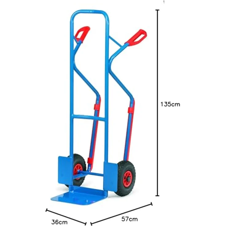 FETRA Sackkarre B1330L, Stahl Sackkarre mit 300 kg Tragfähigkeit, pulverbeschichtet in Blau, Sicherheitsgriffe, 32 x 25 cm Schaufel – Bild 2