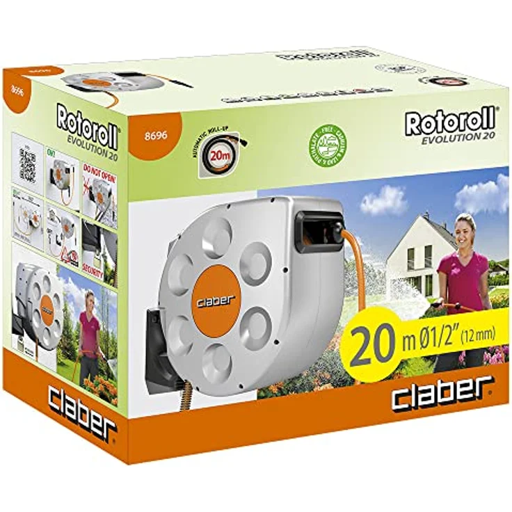 Claber Rollò Evolution, Schlauch-Aufroller 20 mt grigio, arancione nero Bewässerungszubehör – Bild 3