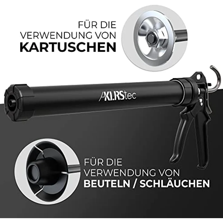 KLRStec Kartuschenpistole XL 600ml aus Metall, Silikon, Acryl, Lehm, Profi 4K Beutel, 4000N Kraftübersetzung, Metallkonstruktion, Made in Europe, Zubehör – Bild 4