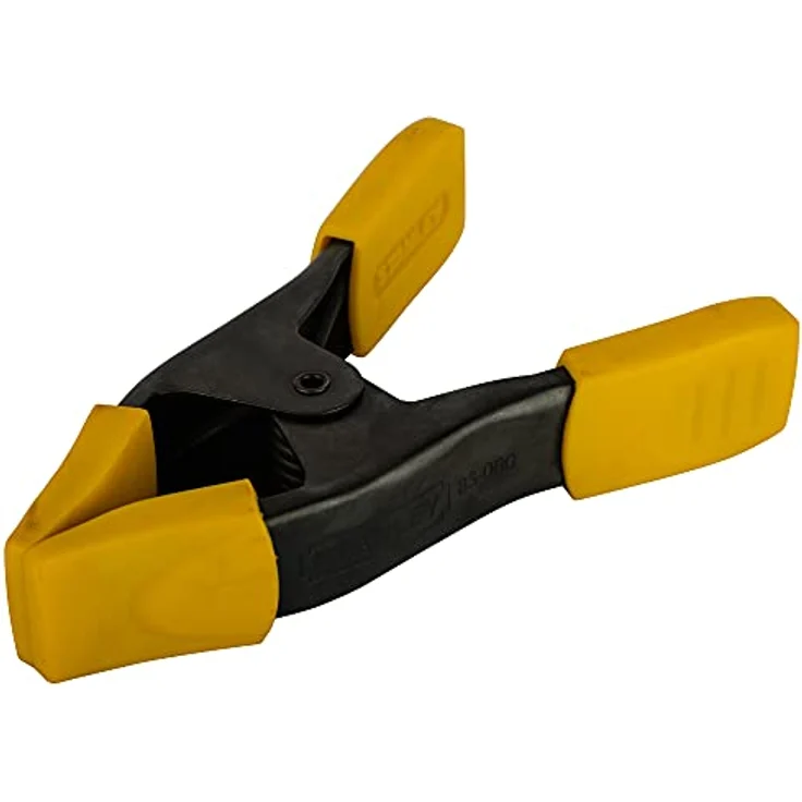 Stanley 9-83-080 Federzwinge Metall (50 mm Spannweite, 198 g, stabiles Metallprofil für Stärke  Haltbarkeit, Schutzkappem zum Schutz vor Kratzern und Beschädigungen), Yellow-Black – Bild 3