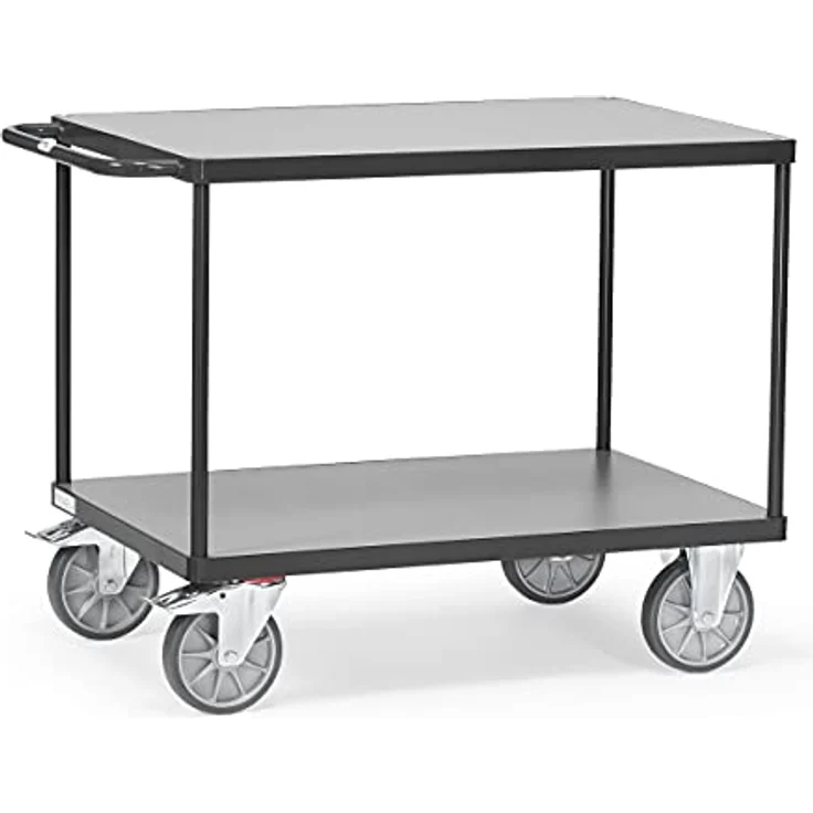 FETRA Tischwagen 2401-7016, Robuster Transportwagen aus pulverbeschichtetem Stahlrohr, anthrazitgrau, mit 2 Plattformen und 200 kg Tragkraft – Bild 1