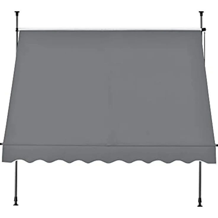 Pro.tec - Klemmmarkise 150x120x200-300cm ohne Bohren Mittelgrau – Bild 4