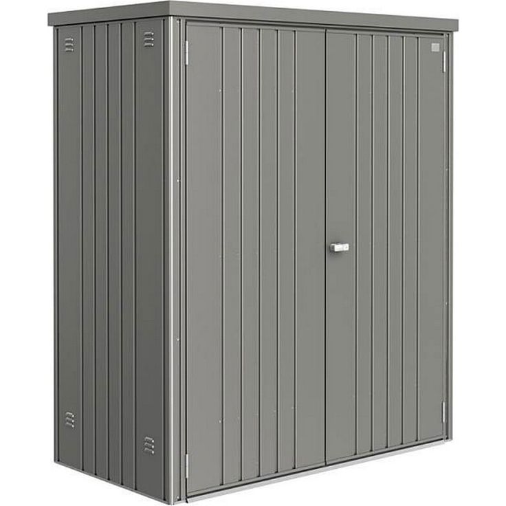 Biohort Geräteschrank 2, 155 x 83 cm Quarzgrau metallic - besonders robuste Konstruktion, lebenslange Wartungsfreiheit, mit Drehgriff-Zylinderschloss