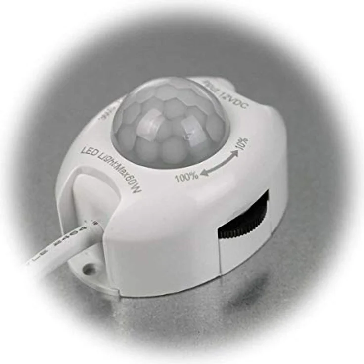 world-trading-net Inline Bewegungsmelder 120° mit Dimmer für LED, 12V DC, Anschluss über Koaxialstecker 5,5/2,1mm, Innenbereich – Bild 2