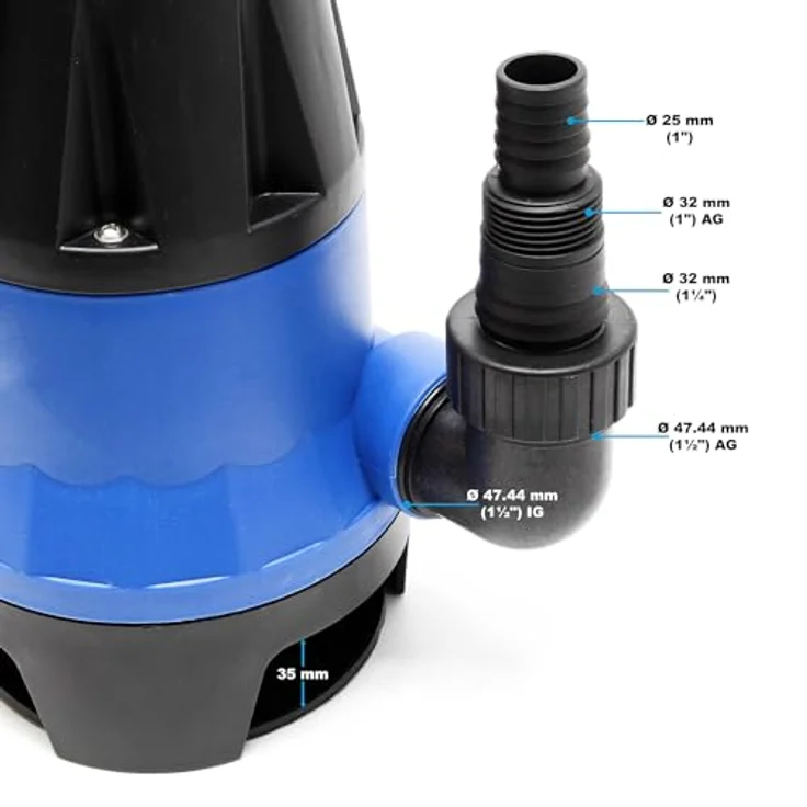 Wiltec Schmutzwasserpumpe 1100 W 15000 l/h Tauchpumpe Gartenpumpe Brunnenpumpe Entwässerungspumpe, Leistungsstarkes Modell – Bild 3