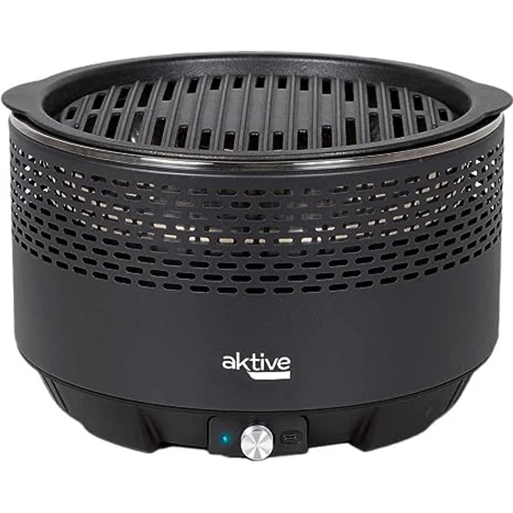 Aktive 63002 – Tragbarer Holzkohlegrill, wiederaufladbar, ohne Rauch, Schwarz, auslaufsicher, inklusive Tragetasche, Backen im Inneren, Grill, Maße Ø34 x 21,5 cm – Bild 2