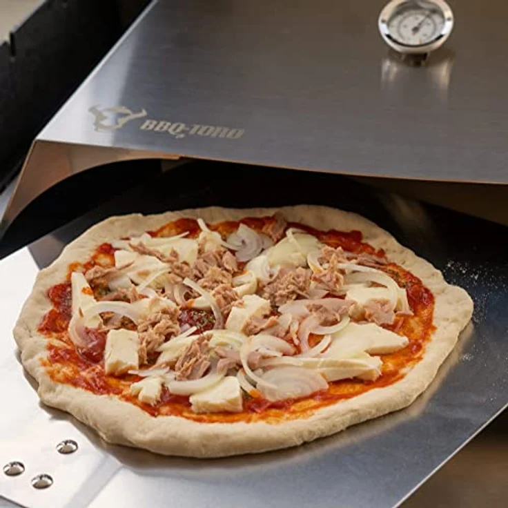 BBQ-Toro Pizzaaufsatz für Gasgrill | Edelstahl | 56 x 39 cm | Pizzacover mit Thermometer | Pizzahaube (Pizzaaufsatz mit Pizzastein und Schaufel) – Bild 3