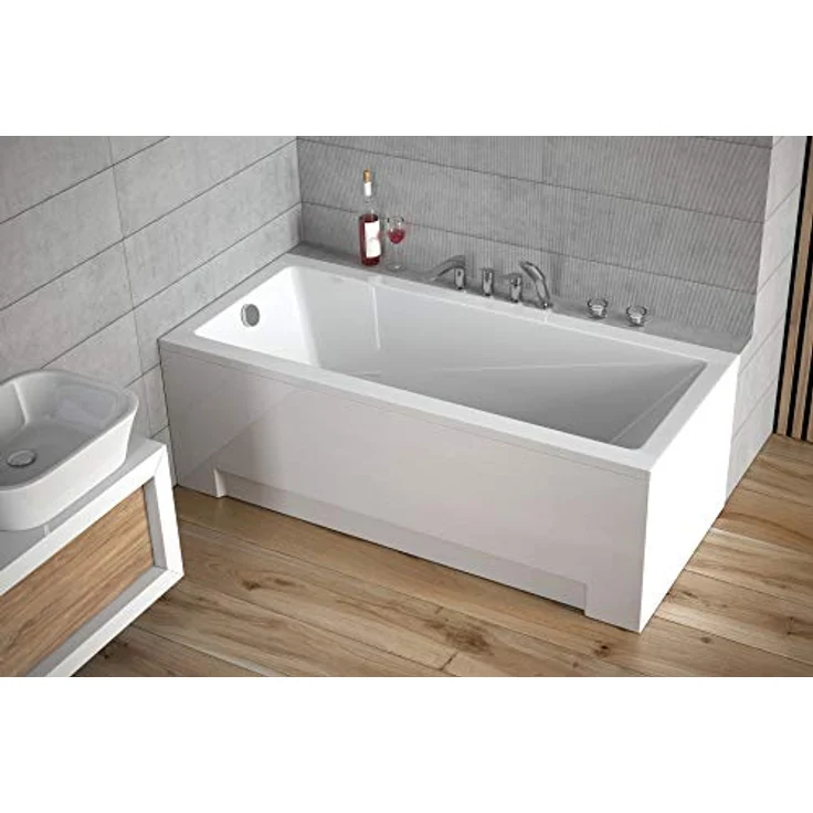 Besco BADLAND Acryl Badewanne 170x70 cm, Rechteckbadewanne mit Siphon, Wannenfüßen und Ablaufgarnitur in Chrom, Weiß, 4in1 Komplettset, Made in EU – Bild 2