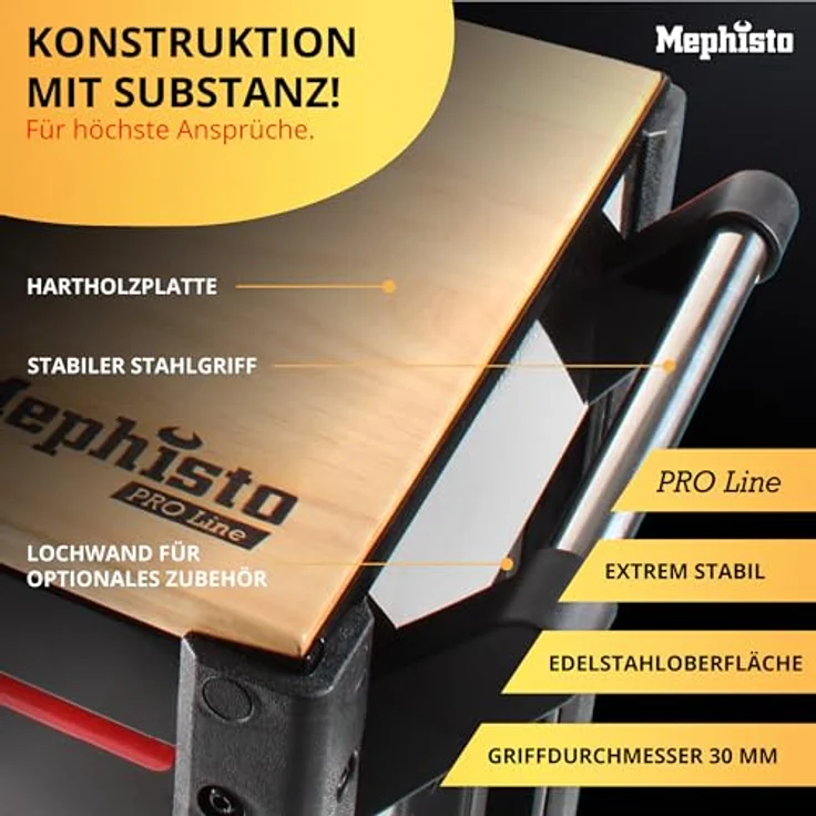 Mephisto-Tools Werkstattwagen, Pro-Line 12 abschließbare Schubladen, CRV Werkzeug, schwarz/rot – Bild 6