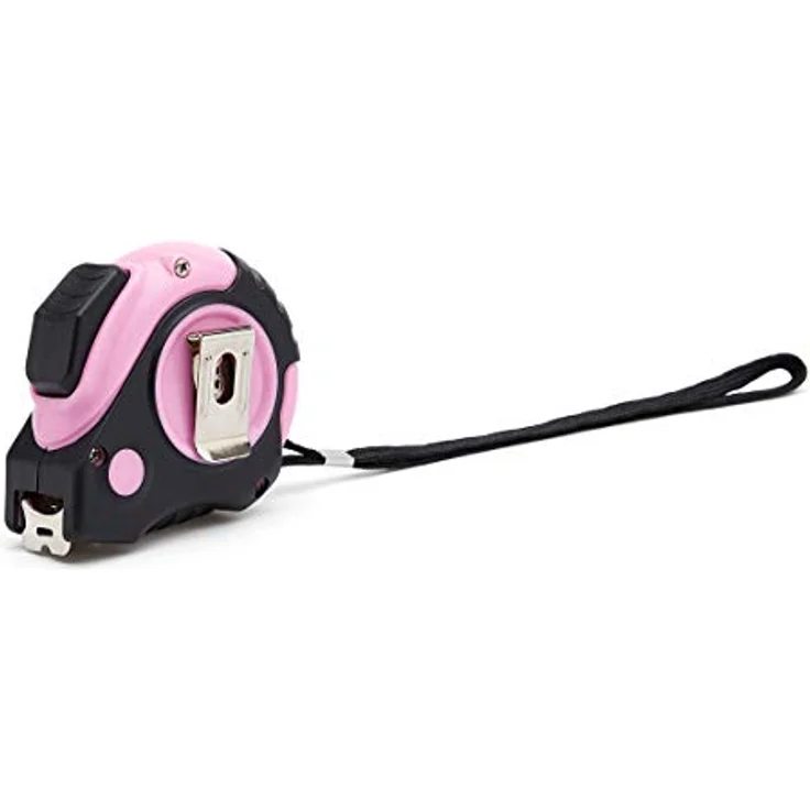 Amazon Basics Maßband, 5 m (16 Fuß), pink, einziehbar, mit Gürtelclip und schlagfestem Gehäuse – Bild 3