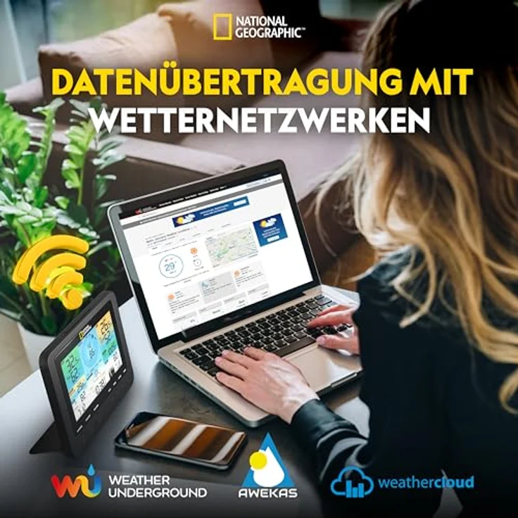 National Wetterstation, 7-in-1 mit WIFI, Farbdisplay, kompakt, Weiss/Schwarz – Bild 6