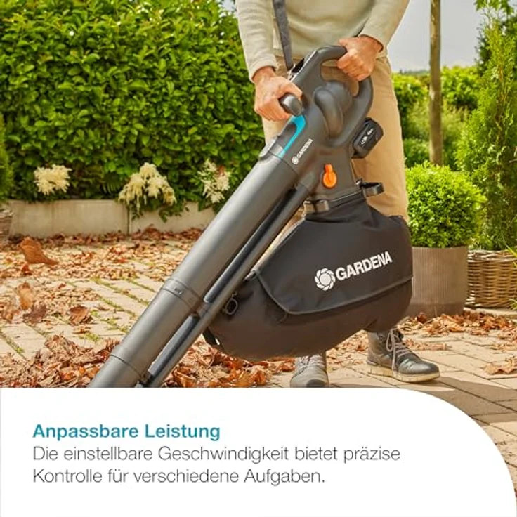 Gardena Akku-Laubsauger/-Bläser PowerJetCollect 18V P4A, kabelloses Multifunktionswerkzeug mit Saug- und Blasfunktion, inkl. Schultergurt und PowerBoost-Modus, Metall-Laufrad, 360-Grad-Rad, P4A Ready-To-Use Set – Bild 4