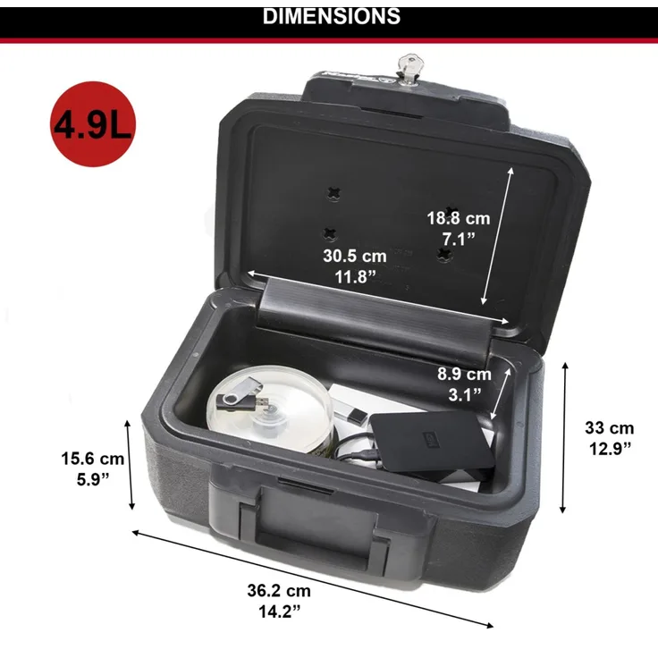 MASTER LOCK Sicherheitskassette (Feuer- und Wasserfest) (Small) (Schlüsselschloss) H0100EURHRO Für Ausweise, Dokumente, kleine Elektrogeräte, Juwelen usw.