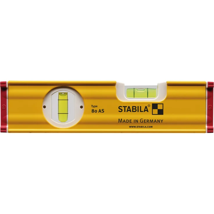 STABILA Wasserwaage Type 80 AS, 20 cm, verstärktes Alu-Profil, 1 Horizontal-Libelle, 1 Vertikal-Libelle, integrierte Rutsch-Stopper, Made in Germany – Bild 3