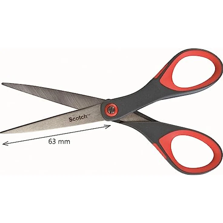 Scotch Präzisions-Büroschere mit rostfreien Stahlblättern - 18cm - Ideal für präzises Schneiden, für Rechts- und Linkshänder geeignet - Farbe grau/rot – Bild 3