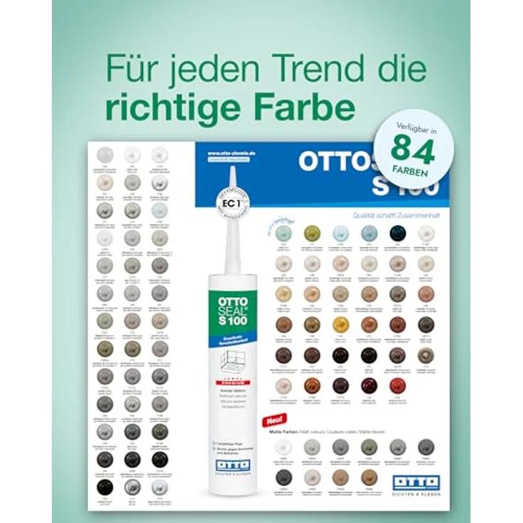 OTTOSEAL  S100 Premium-Sanitär-Silikon/Silicon 300 ml - Betongrau C56 – Bild 8