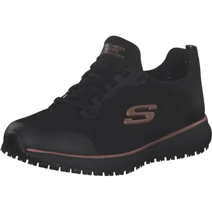 Skechers WORK Damen Sicherheitsschuh, rutschfest schwarz-gold, Anti-Rutsch-Sohle, Gedächtnisschaum-Fussbett, EN 20347:2012 – Bild 1