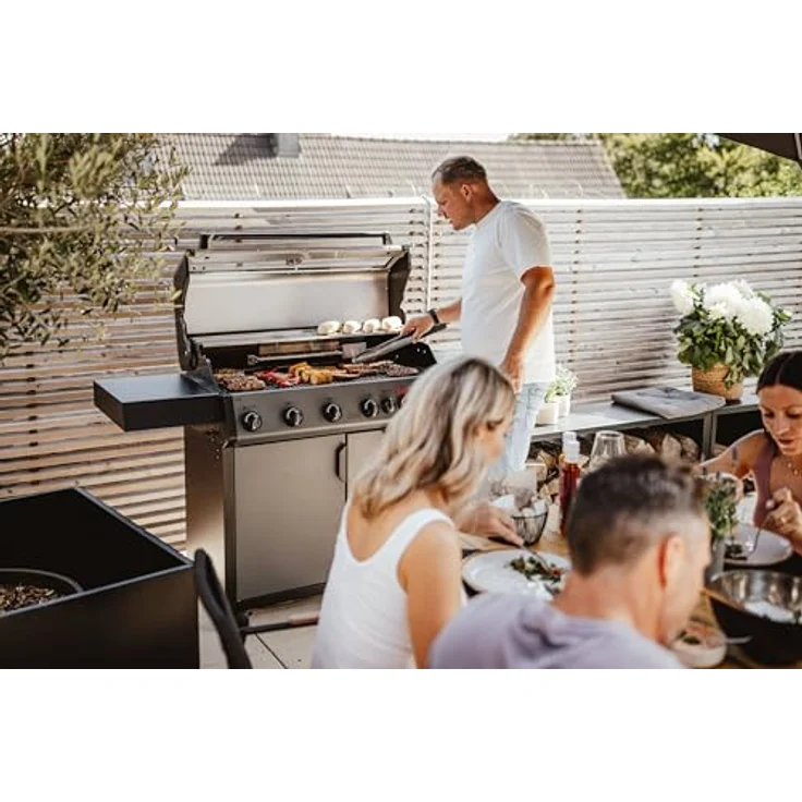 Enders® Gasgrill Hyde 6 SIKR Turbo II, 6-Brenner aus Edelstahl, 800 °C TURBO ZONE, Infrarot-Backburner, SWITCH GRID, inkl. Thermometer und Seitenkocher – Bild 2