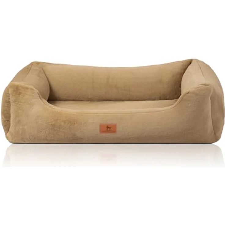Knuffelwuff Schnuffelupagus XXXL Orthopädisches Hundebett aus Kaninchen Fellimitat, 155 x 105 cm, Braun | Abnehmbarer Bezug, waschbar, rutschfest für Hunde aller Größen – Bild 2