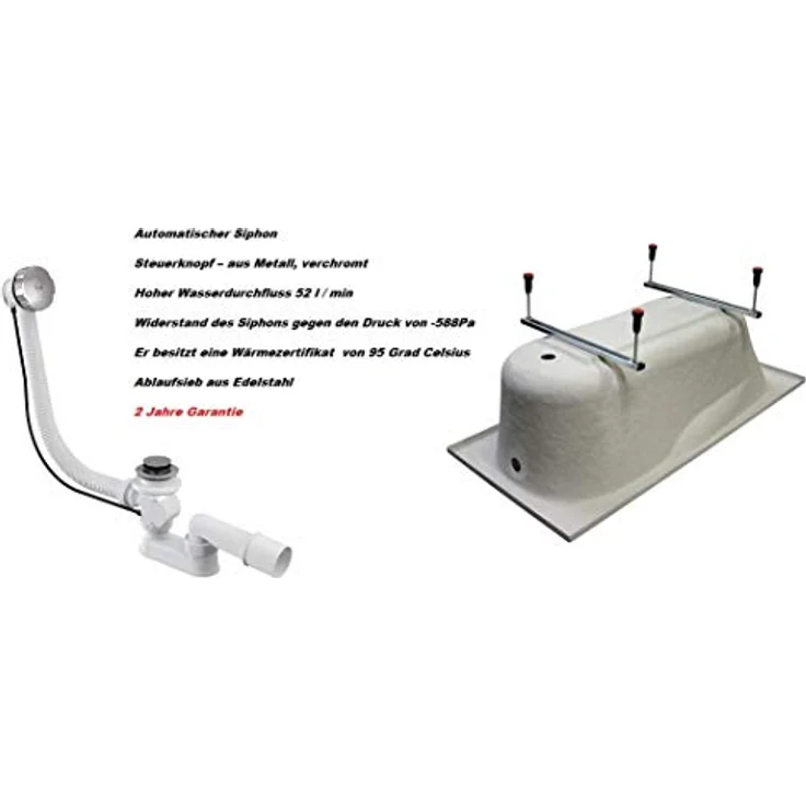 Bad Land Badewanne MIA 140x140, Eckwanne mit Acrylschürze, antibakterieller Beschichtung und rutschfesten Eigenschaften, schneeweiß – Bild 7