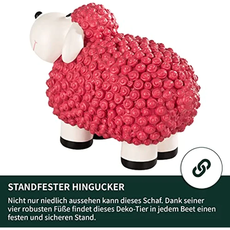 VERDOBA Mini Deko Schaf Molly, wetterfestes pinkes Deko-Schaf für den Garten, 21 cm groß, robust und frostbeständig – Bild 5