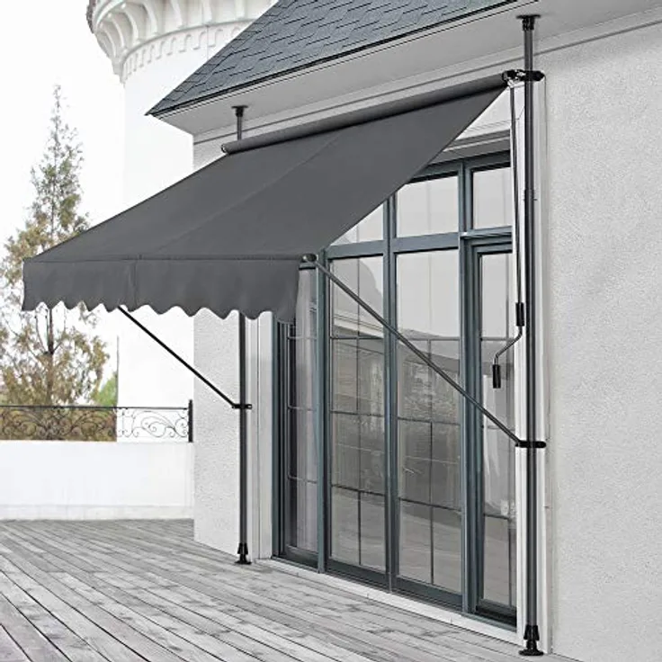 Klemmmarkise 250x 118 x 205-300 cm Sonnenschutz ohne Bohren Grau