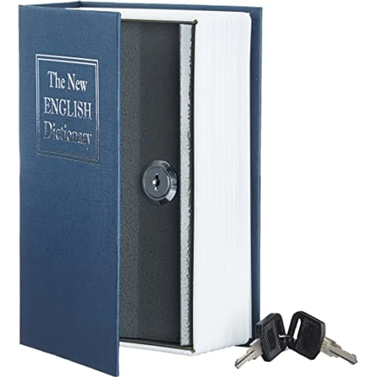 Amazon Basics Buch-Safe, tragbare Box mit Schloss und Schlüssel (klein) - Blau, ideal zum Verstecken von Wertsachen – Bild 1