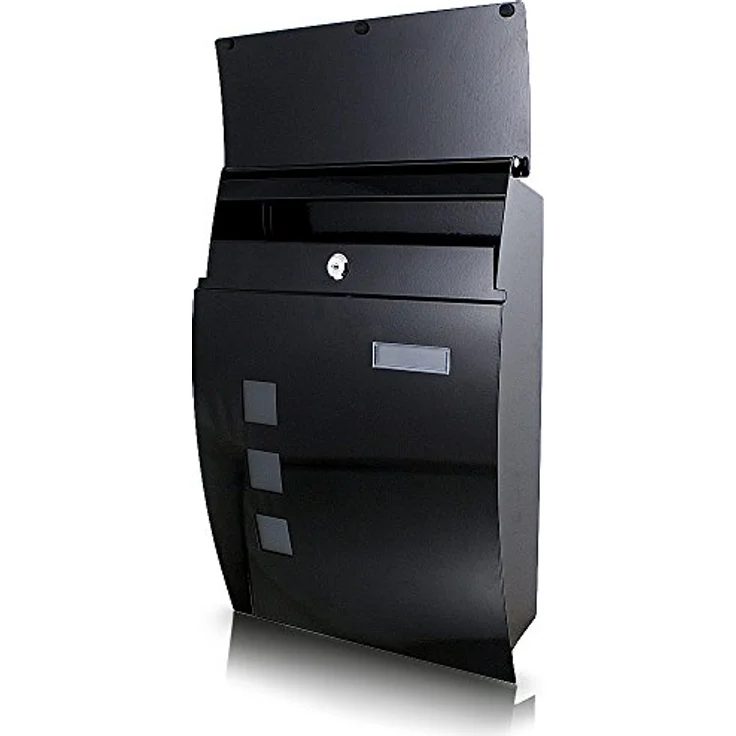 MS-Point Halbrunder Wandbriefkasten, eleganter Metallbriefkasten mit 3 Sichtfenstern, Schwarz – Bild 2