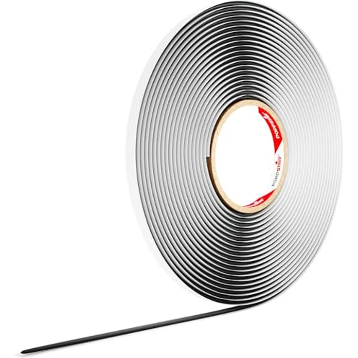 Poppstar Butylrundschnur Klebeband (10 m x 4 mm) Dichtband selbstklebend, rund, Farbe schwarz