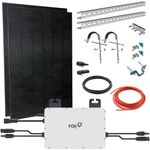 FOX ESS Balkonkraftwerk mit 860W Solarpanel, Fassaden-Halterung, M1-800-E 0,8kW, TopCon Mono 440 Watt Full Black, Glas-Glas, Aluminiumhalterung