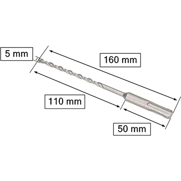 KOTARBAU® SDS+ Bohrer 5 x 160 mm, Hochwertige Metalllegierung, Geeignet für harte Materialien, Universalaufsatz mit globaler Standardaufnahme – Bild 2