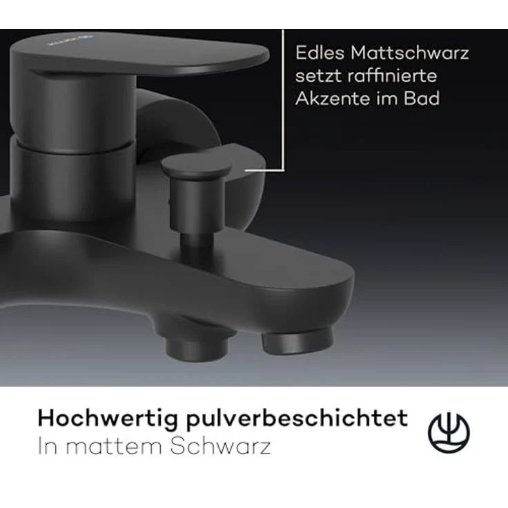 KLUDI X1 Badewannenarmatur für 2 Verbraucher, Einhandmischer mit S-Anschlüssen, Aufputzmontage, Schwarz Matt – Bild 4