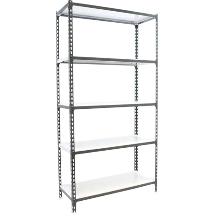 Simonrack Simonclick Metallregal Plus, 200 x 100 x 40 cm, 5 Böden, Traglast 180 kg pro Boden, Stecksystem, anthrazit/weiß – Bild 1