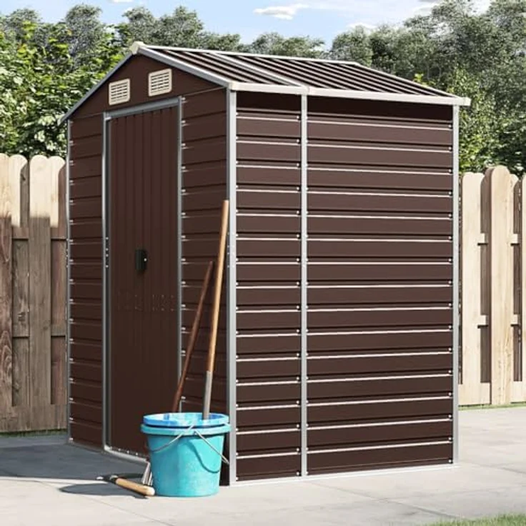 vidaXL Gerätehaus Braun 191x130x198 cm Verzinkter Stahl – Bild 2