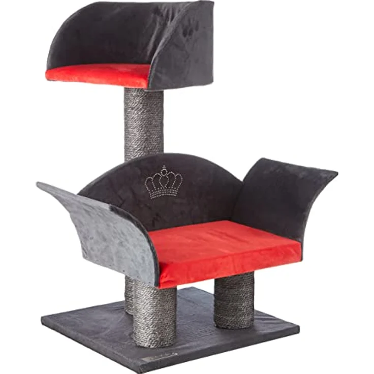 Kerbl 81548 Kratzbaum Lounge Deluxe, Höhe: 70 cm, grau/rot – Bild 3