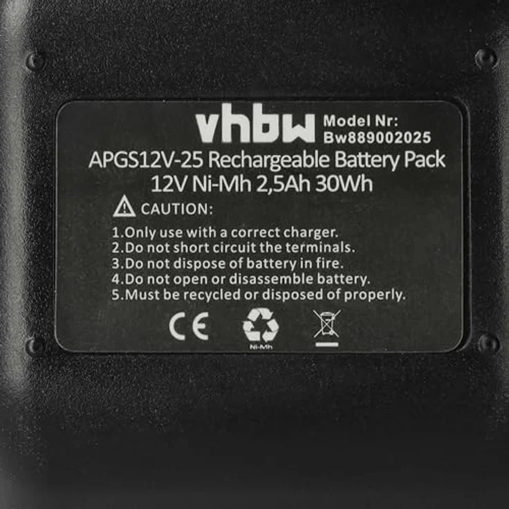 vhbw Akku Ersatz für Gesipa CPT12/2 EHD, 2500 mAh NiMH, 12 V, schwarz – Bild 5