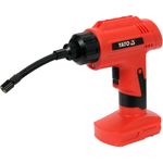 Yato, Kompressor KOMPRESOR BEZPRZEWODOWY 120W, 25l/min (0.00В Bar, 25В l), universalus belaidis, metalinis cilindras 22 mm, baterijomis užtikrinantysis 20 min veikimą.