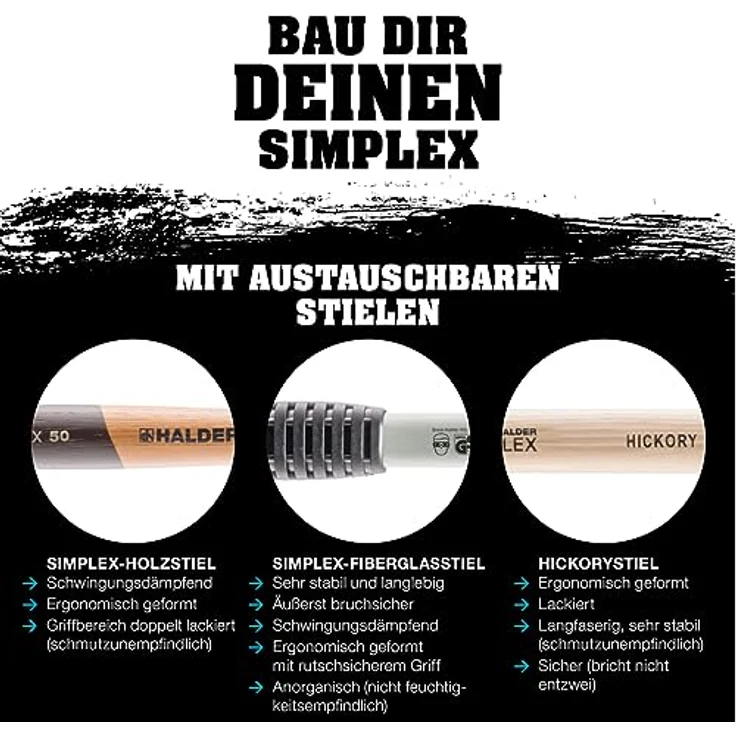 SIMPLEX-Schonhämmer, mit Stahlgussgehäuse und hochwertigen Holzstiel | Ø=30 mm | 3027.030 - Preisvergleich – Bild 2
