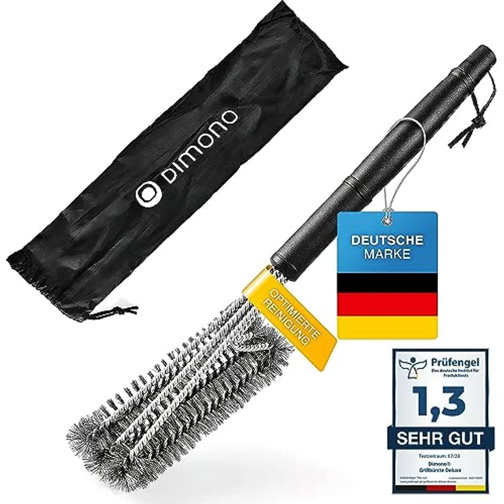 Dimono® Profi Grillbürste BBQ Bürste für 360° Reinigung aus Edelstahl - Outdoor, Grill und Barbecue schneller reinigen (Standart) – Bild 1