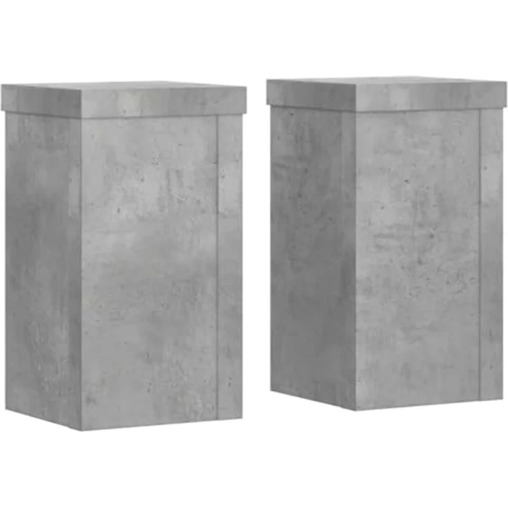 vidaXL Blumenständer Pflanzenständer 2 Stk. Betongrau 10x10x18 cm Holzwerkstoff (2 St) - Robustes Material, stabile Oberplatte, einfache Reinigung – Bild 1