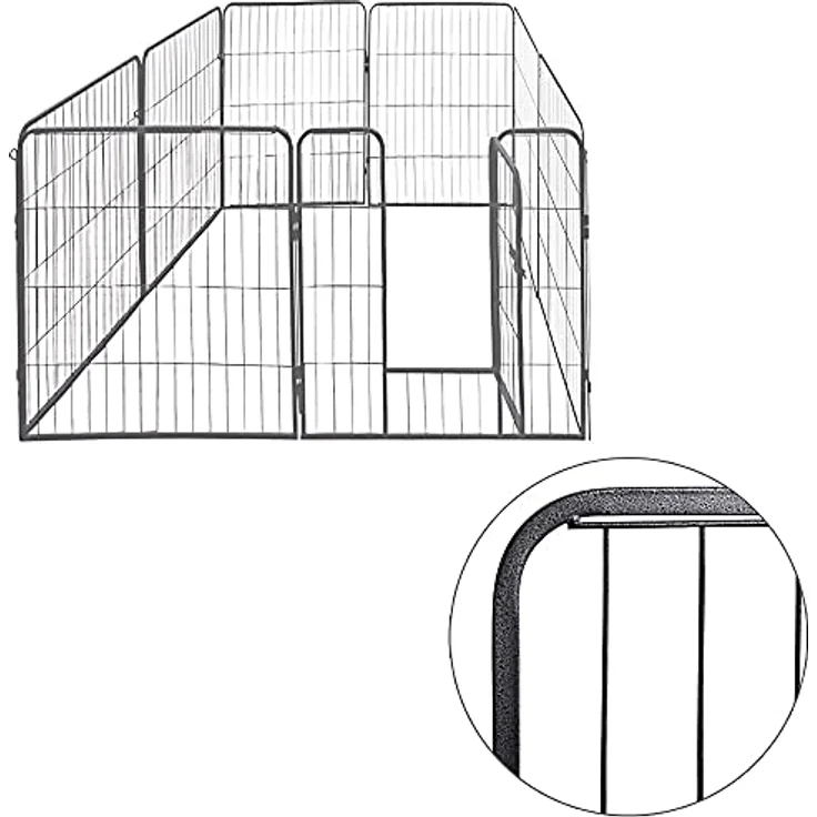 Tierlaufstall Welpenauslauf Freilaufgehege Freilauf Freigehege Auslauf Gehege Käfig Welpenzaun 100 x 80 cm Silber Petigi – Bild 2