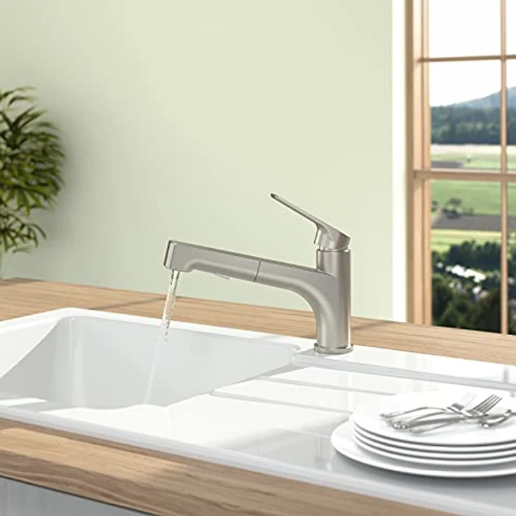 Villeroy & Boch Junis Shower 928100LC, Küchenarmatur mit herausziehbarer Handbrause aus massivem Edelstahl, 120° Schwenkbereich, 189 mm Höhe – Bild 2