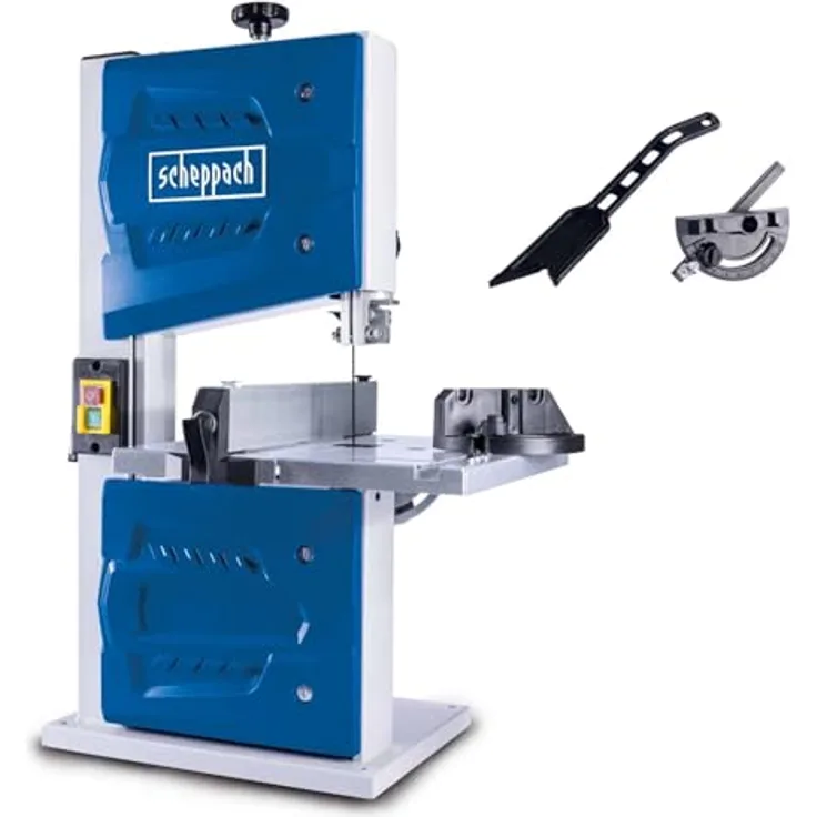 Scheppach Bandsäge HBS25 | Durchlasshöhe 80 mm | Schnittgeschwindigkeit 880 m/min | Tischverstellung 0° – 45° | Bandrad 200 mm | Sägebandlänge 1400 mm | Inklusive Querschneidlehre und Schiebestock