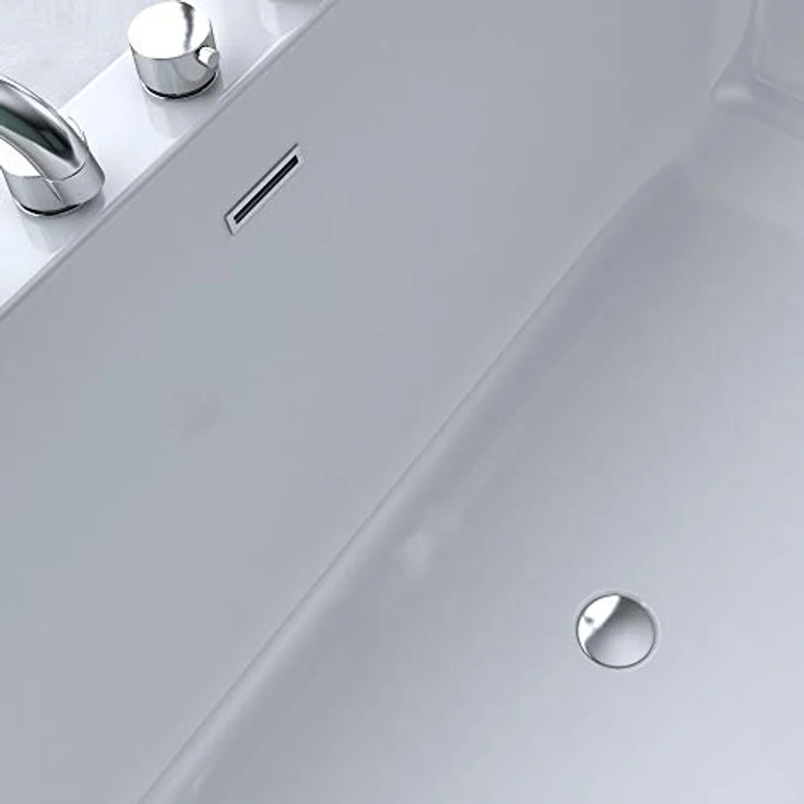 doporro Design-Badewanne Vicenza601 180x80x57cm komplett zur Wandmontage mit Ablaufgarnitur inkl. Armaturen und Überlauf aus Acryl in Weiß und DIN-Anschlüssen – Bild 5