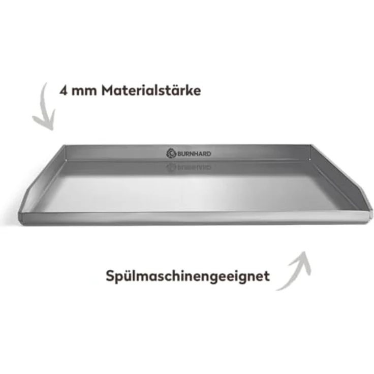 BURNHARD Edelstahl Grillplatte Earl, 42,5 x 39,6 cm Plancha Set mit 2-tlg. Grillspachtel und Grillschaber – Bild 4
