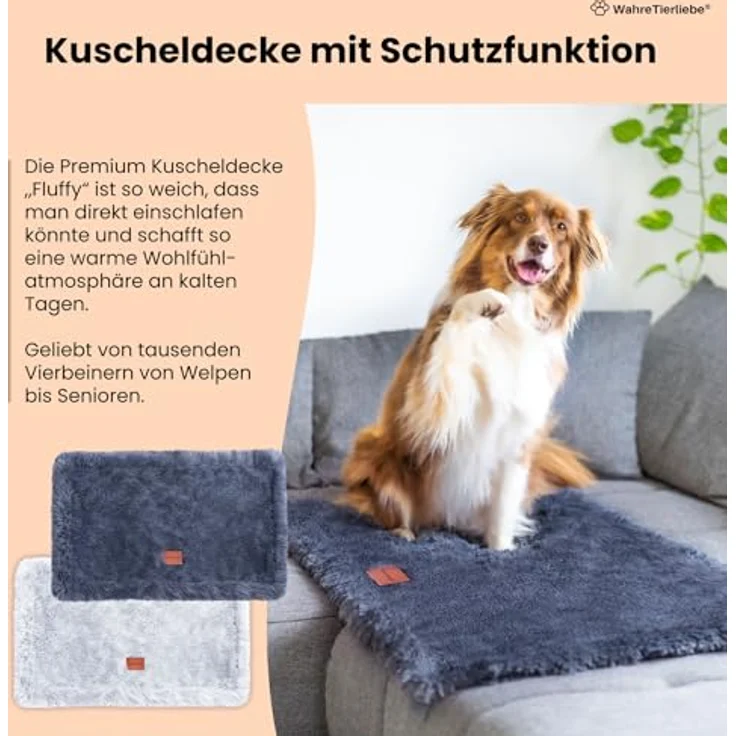 Fluffy Premium Kuscheldecke für Hunde | Waschbar (40°) und trocknergeeignet (30°), kuschelige Wohlfühlgarantie für deine Liebsten, vielseitige Hundedecken und Katzendecken, hundekuscheldecken – Bild 4