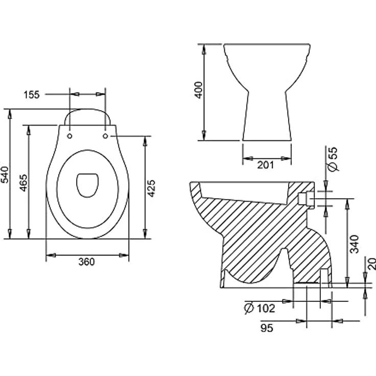Belvit Tiefspül-WC BV-SW4001-T+BV-D0400+BV-AP1001, Stehend, Abgang senkrecht, Weiß, Taharet/Bidet Funktion, Softclose-Deckel – Bild 8